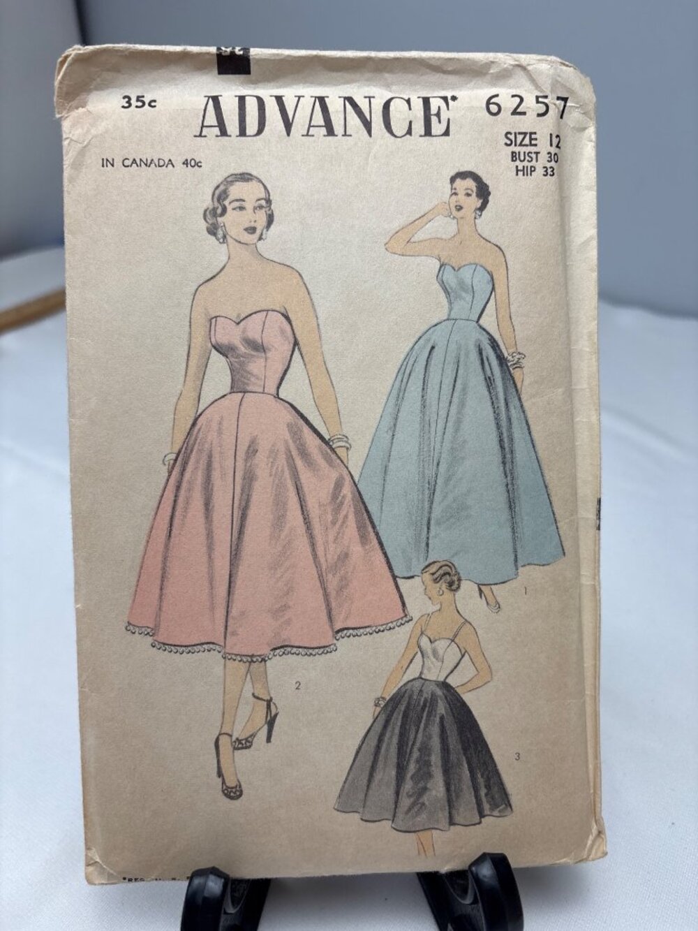 Advance 6257 50s Strapless Dress Sewing Pattern Size 12 Complete